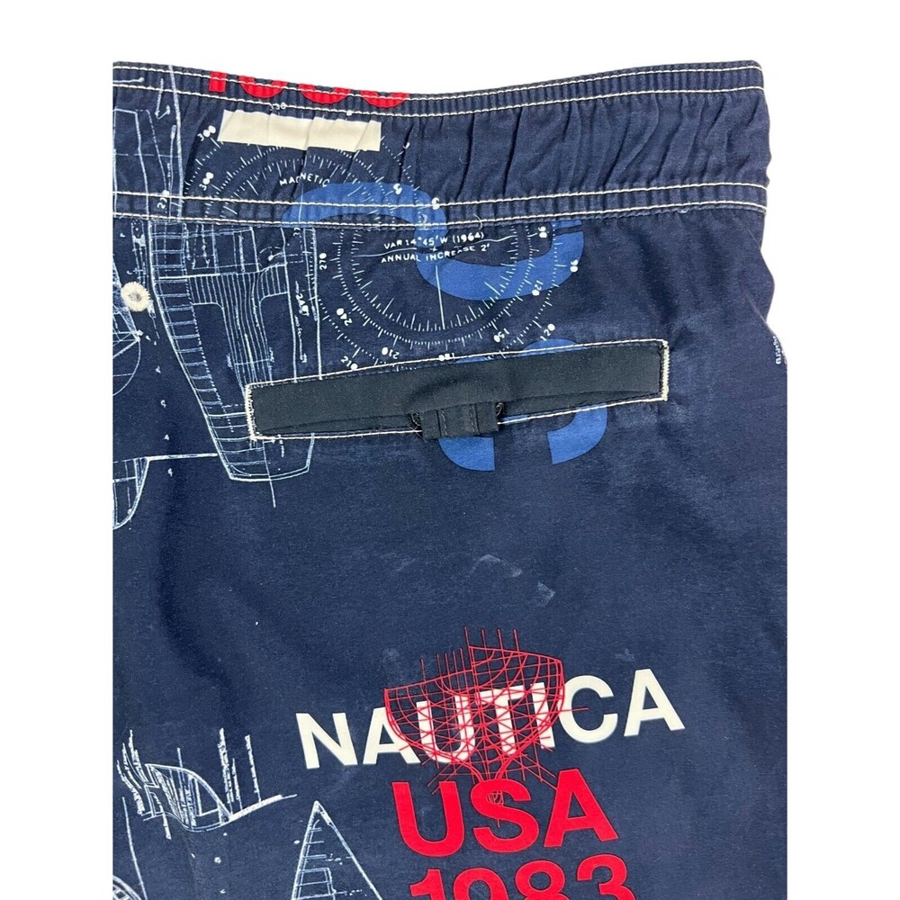 Nautica Men's Blue Nautical Print Board Short Boardshorts w Mesh Lining Size M - Picture 4 of 7